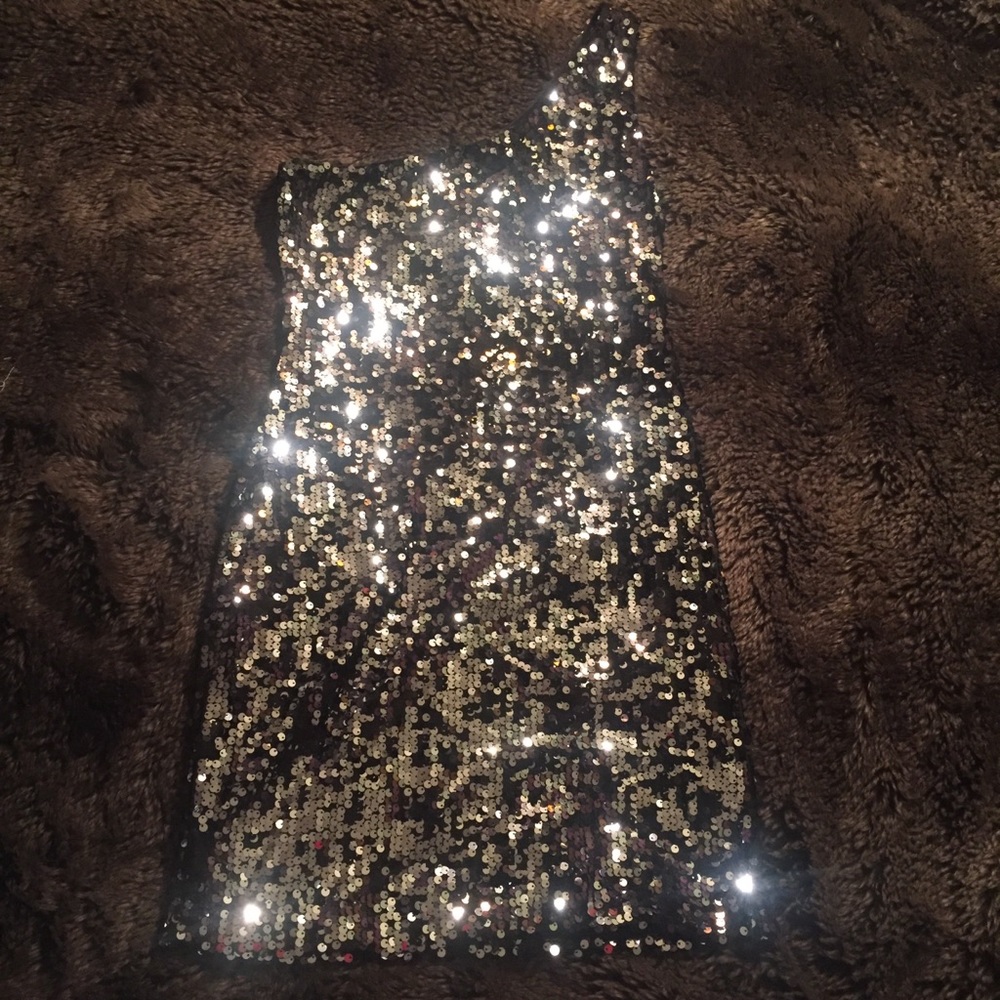 Sequin silver one shoulder homecoming dress